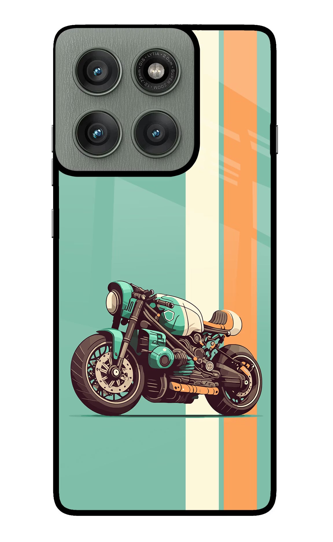 Striped Moto Drift Moto Edge 60 Pro Glass Case Back Cover by Casekaro