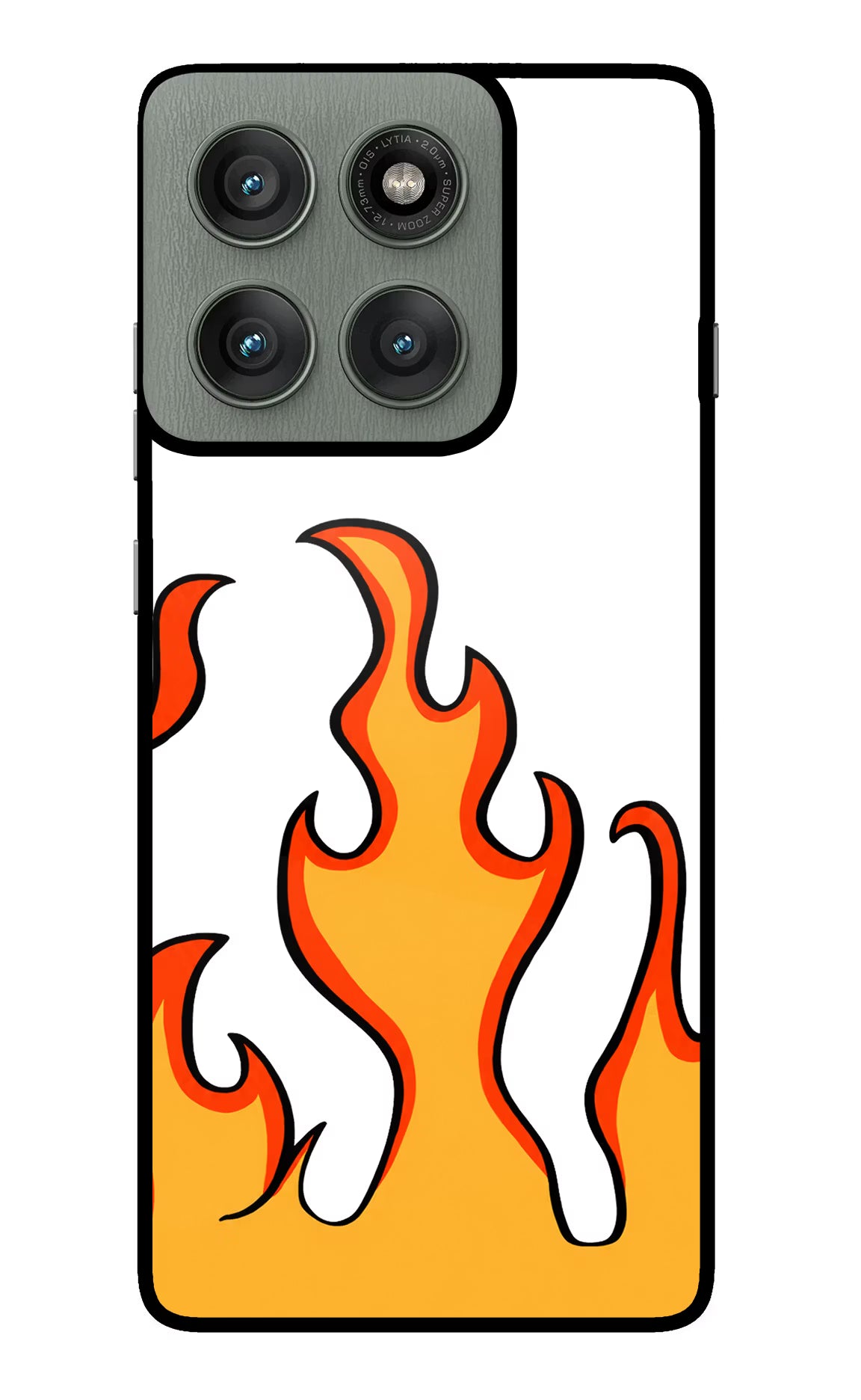 Fired Up – White Moto Edge 60 Pro Glass Case Back Cover by Casekaro