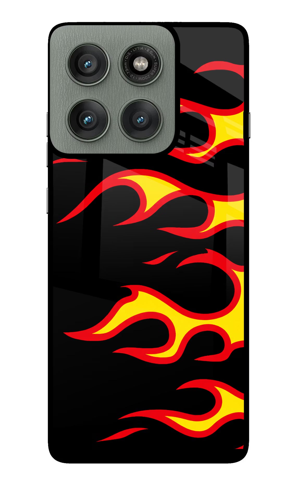 Side Sweep Flames Moto Edge 60 Pro Glass Case Back Cover by Casekaro