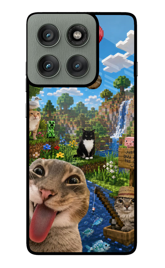 Minecraft Cat Chaos Moto Edge 60 Pro Glass Case