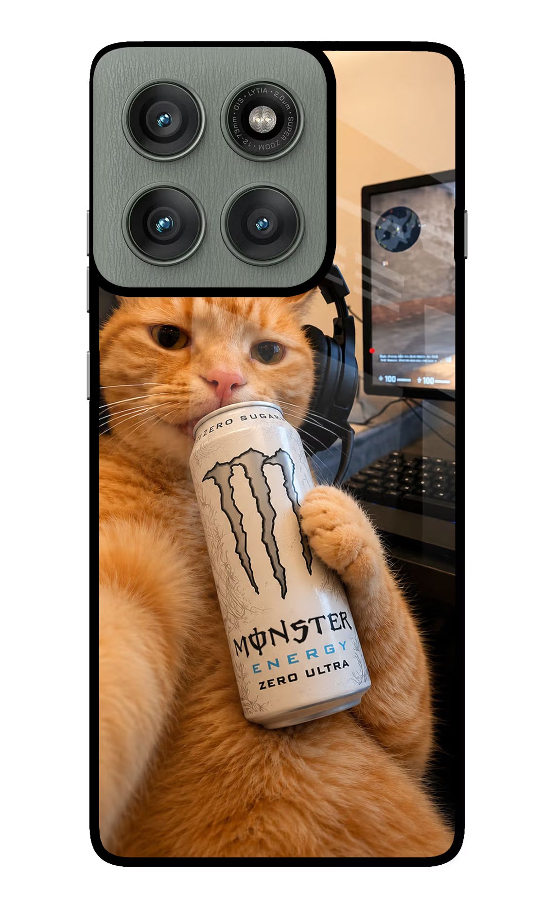 Gamer Cat Energy Moto Edge 60 Pro Glass Case