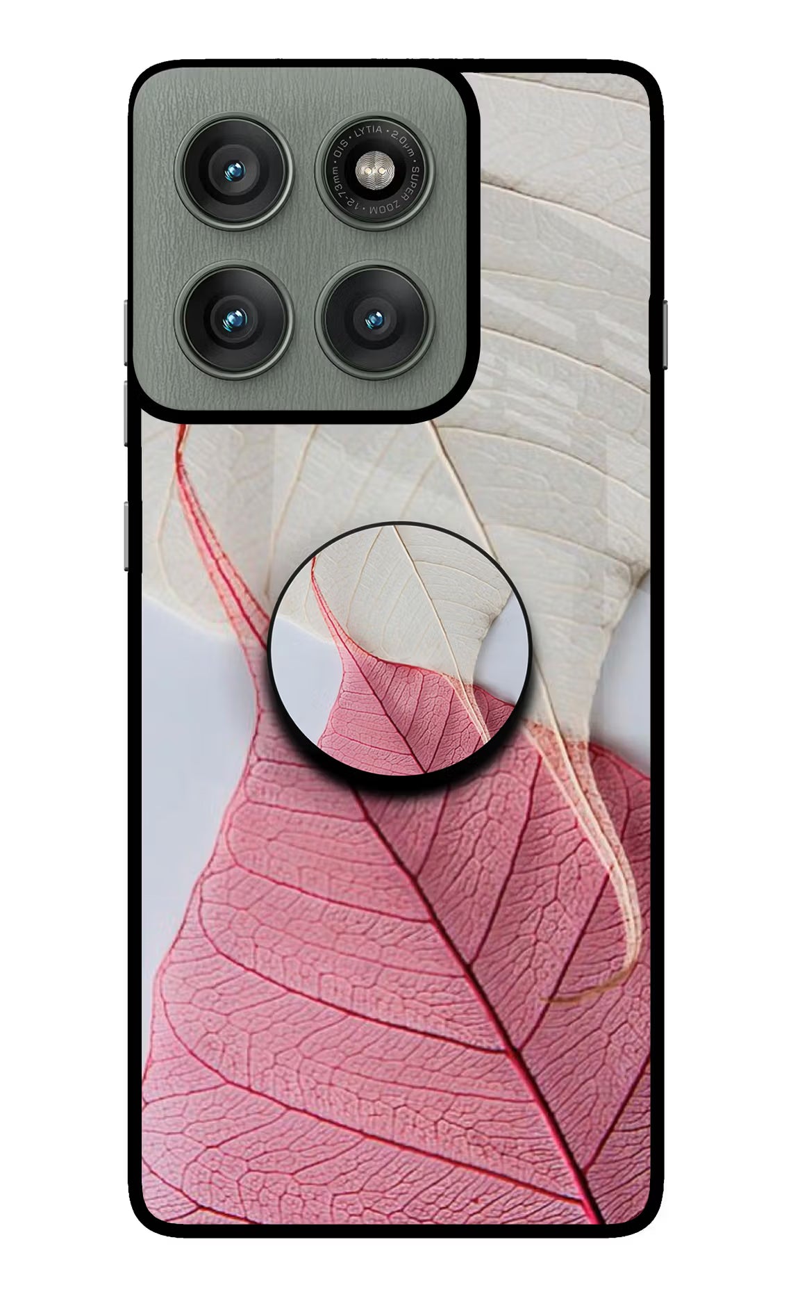 White Pink Leaf Moto Edge 60 Pro Pop Case by Casekaro