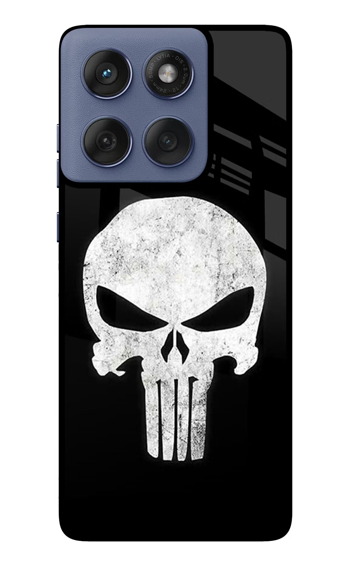 Punisher Skull Moto Edge 60 Fusion Glass Case Back Cover by Casekaro