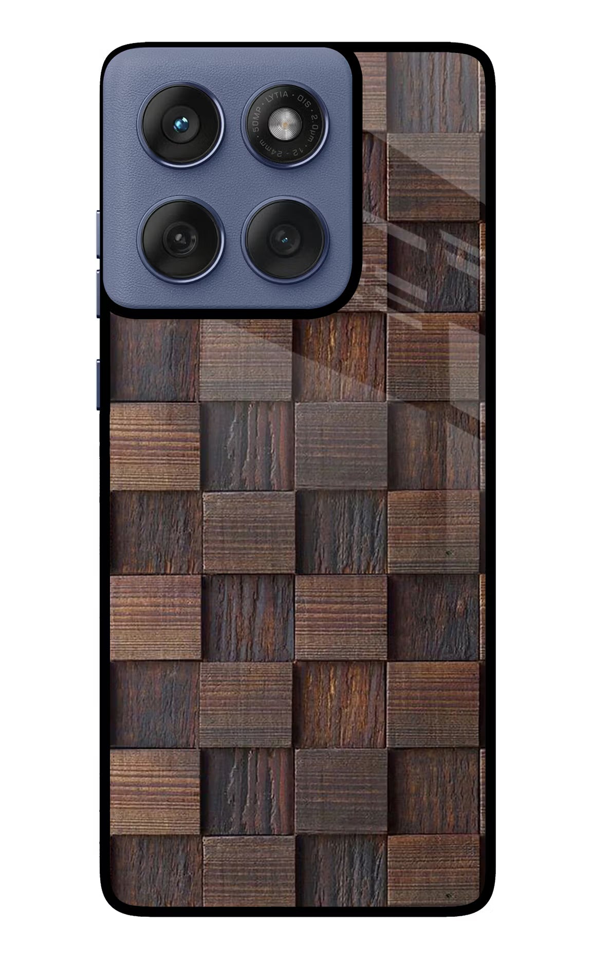 Wooden Cube Design Moto Edge 60 Fusion Glass Case