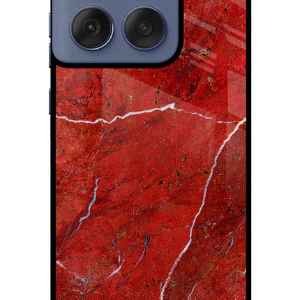 Red Marble Design Moto Edge 60 Fusion Glass Case Back Cover by Casekaro