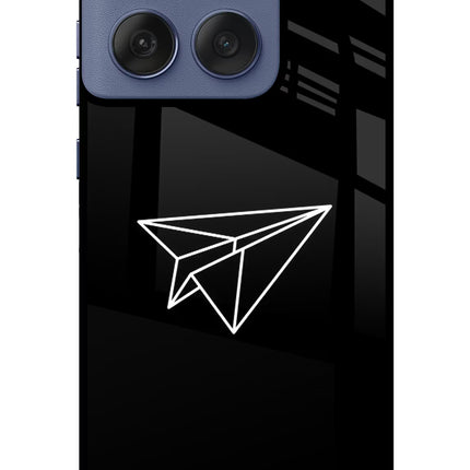 Paper Plane White Moto Edge 60 Fusion Glass Case Back Cover by Casekaro