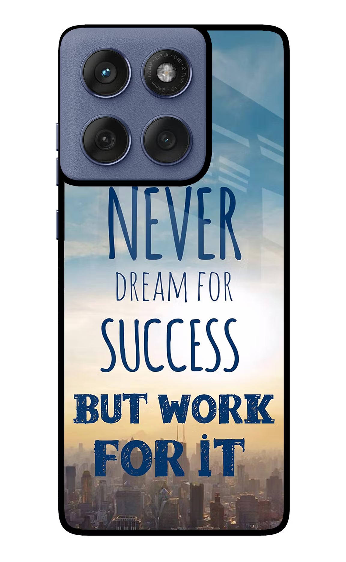 Never Dream For Success But Work For It Moto Edge 60 Fusion Glass Case Back Cover by Casekaro