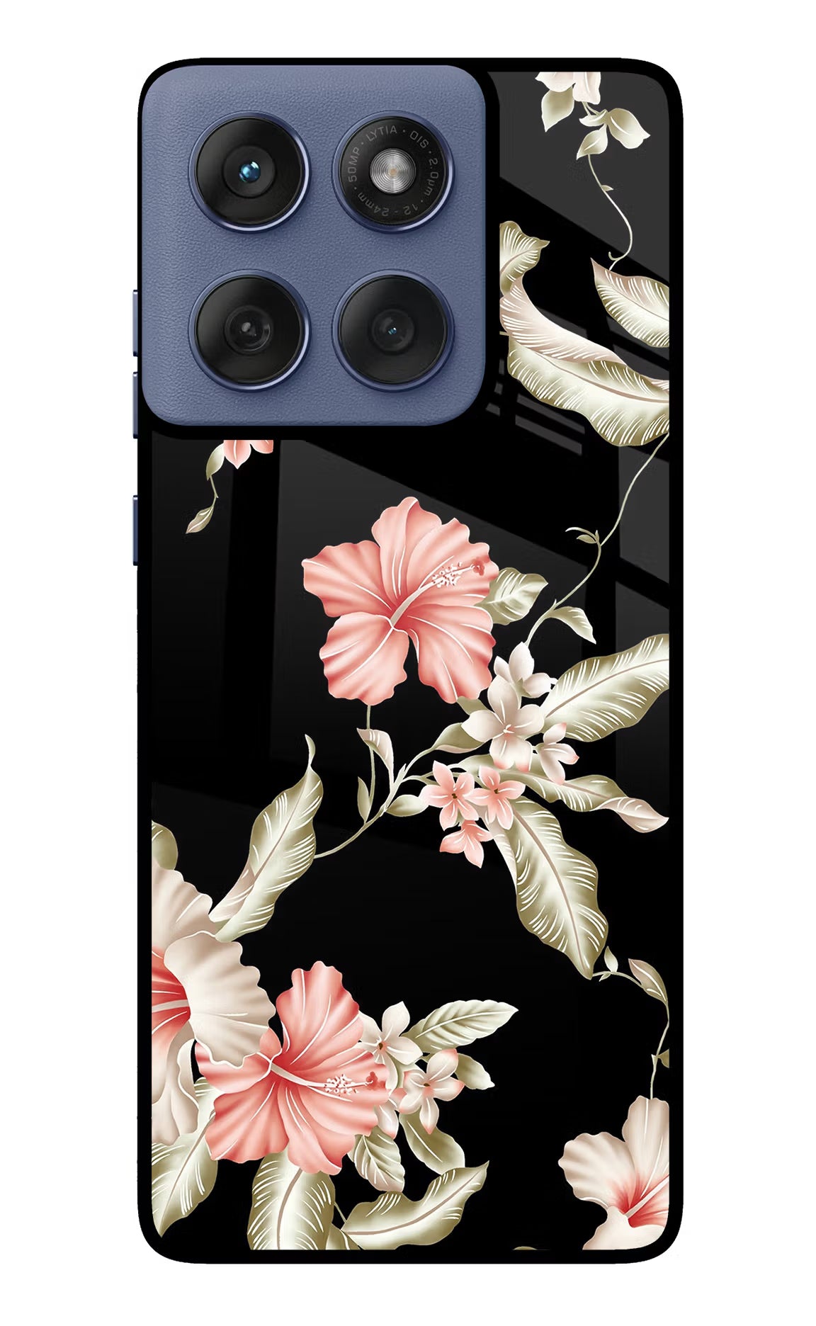 Flowers Moto Edge 60 Fusion Glass Case Back Cover by Casekaro