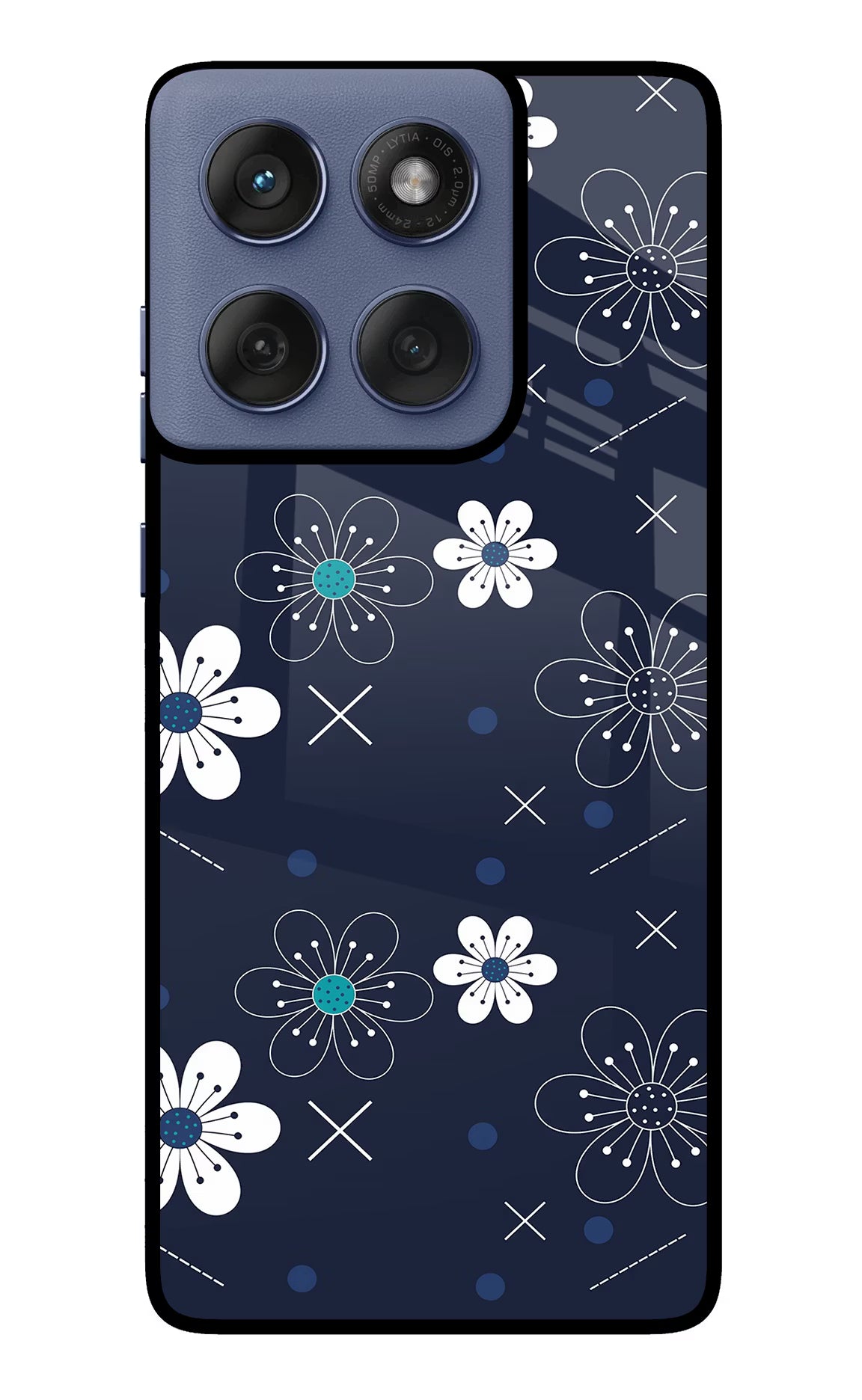 Flowers Moto Edge 60 Fusion Glass Case Back Cover by Casekaro