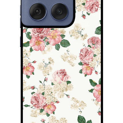 Flowers Moto Edge 60 Fusion Glass Case Back Cover by Casekaro