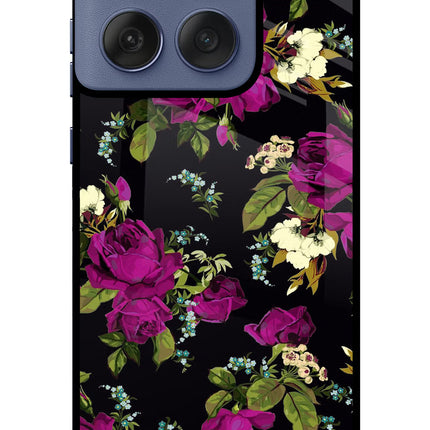 Flowers Moto Edge 60 Fusion Glass Case Back Cover by Casekaro