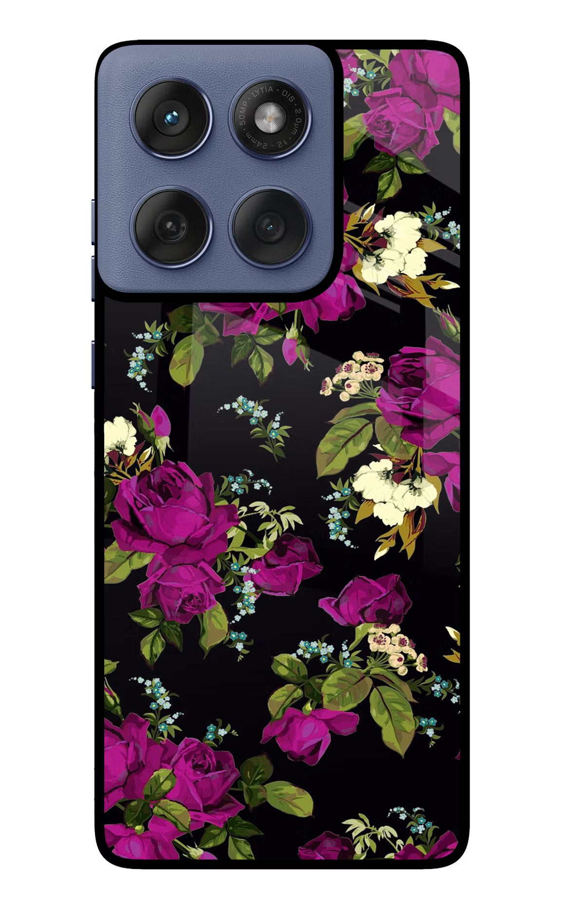 Flowers Moto Edge 60 Fusion Glass Case Back Cover by Casekaro