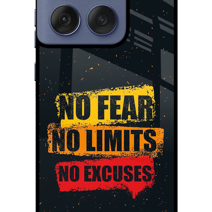 No Fear No Limits No Excuse Moto Edge 60 Fusion Glass Case Back Cover by Casekaro