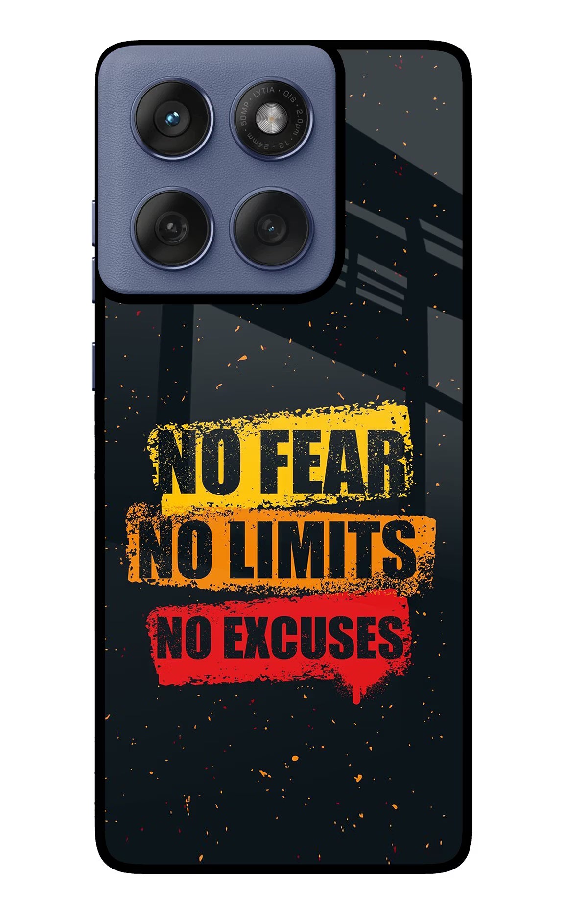 No Fear No Limits No Excuse Moto Edge 60 Fusion Glass Case Back Cover by Casekaro