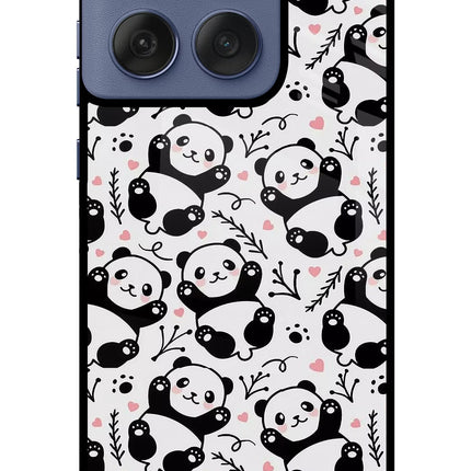 Cute Panda Moto Edge 60 Fusion Glass Case Back Cover by Casekaro
