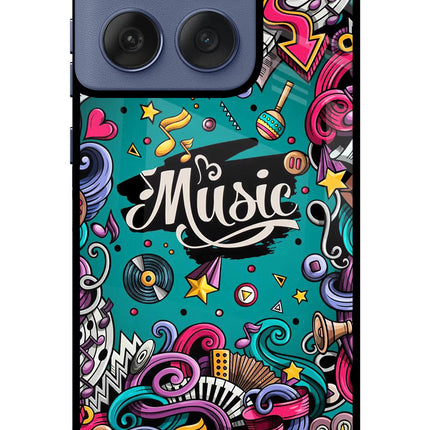 Music Graffiti Moto Edge 60 Fusion Glass Case Back Cover by Casekaro