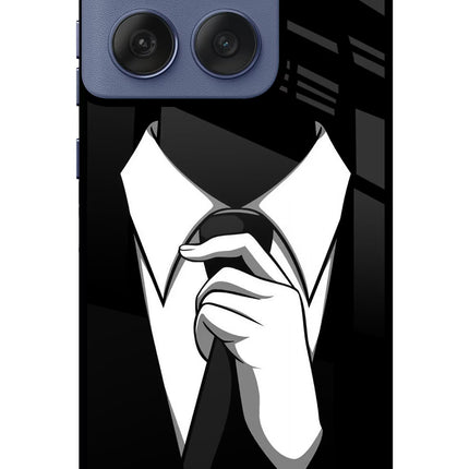 Black Tie Moto Edge 60 Fusion Glass Case Back Cover by Casekaro