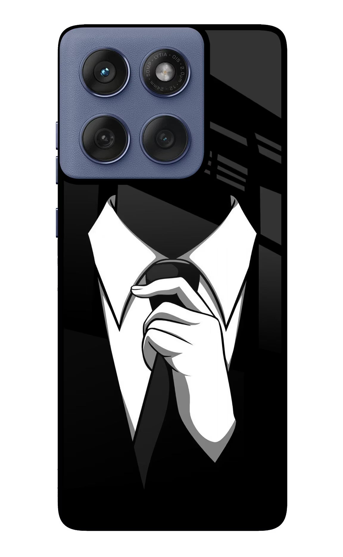 Black Tie Moto Edge 60 Fusion Glass Case Back Cover by Casekaro