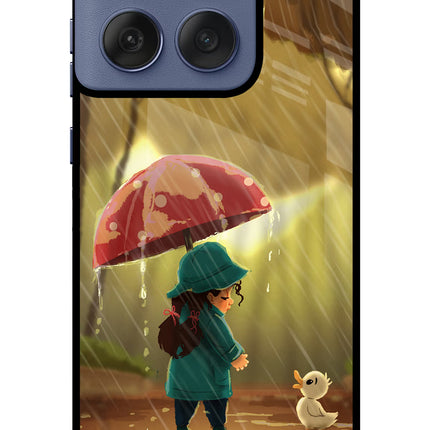 Rainy Day Moto Edge 60 Fusion Glass Case Back Cover by Casekaro