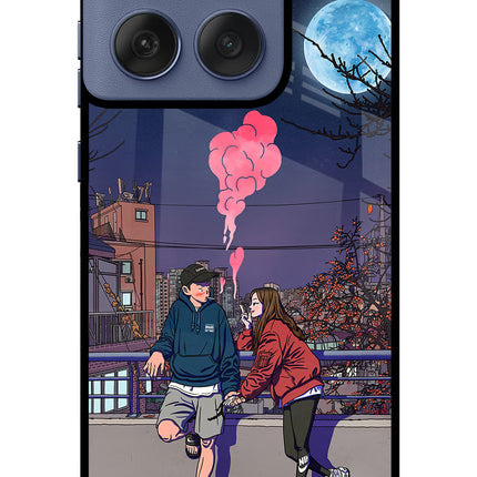 Chilling Couple Moto Edge 60 Fusion Glass Case Back Cover by Casekaro