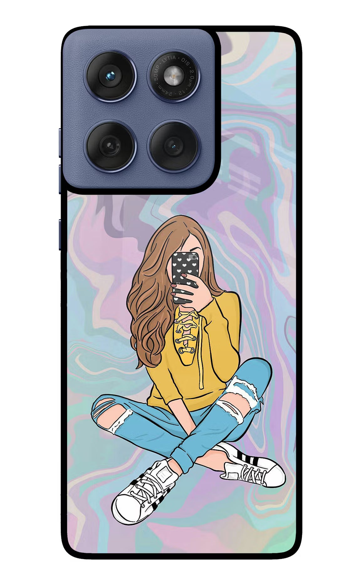 Selfie Girl Moto Edge 60 Fusion Glass Case Back Cover by Casekaro