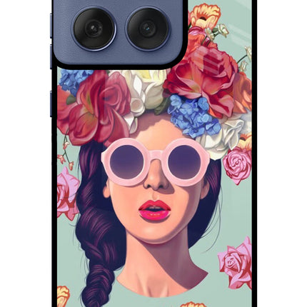 Pretty Girl Moto Edge 60 Fusion Glass Case Back Cover by Casekaro