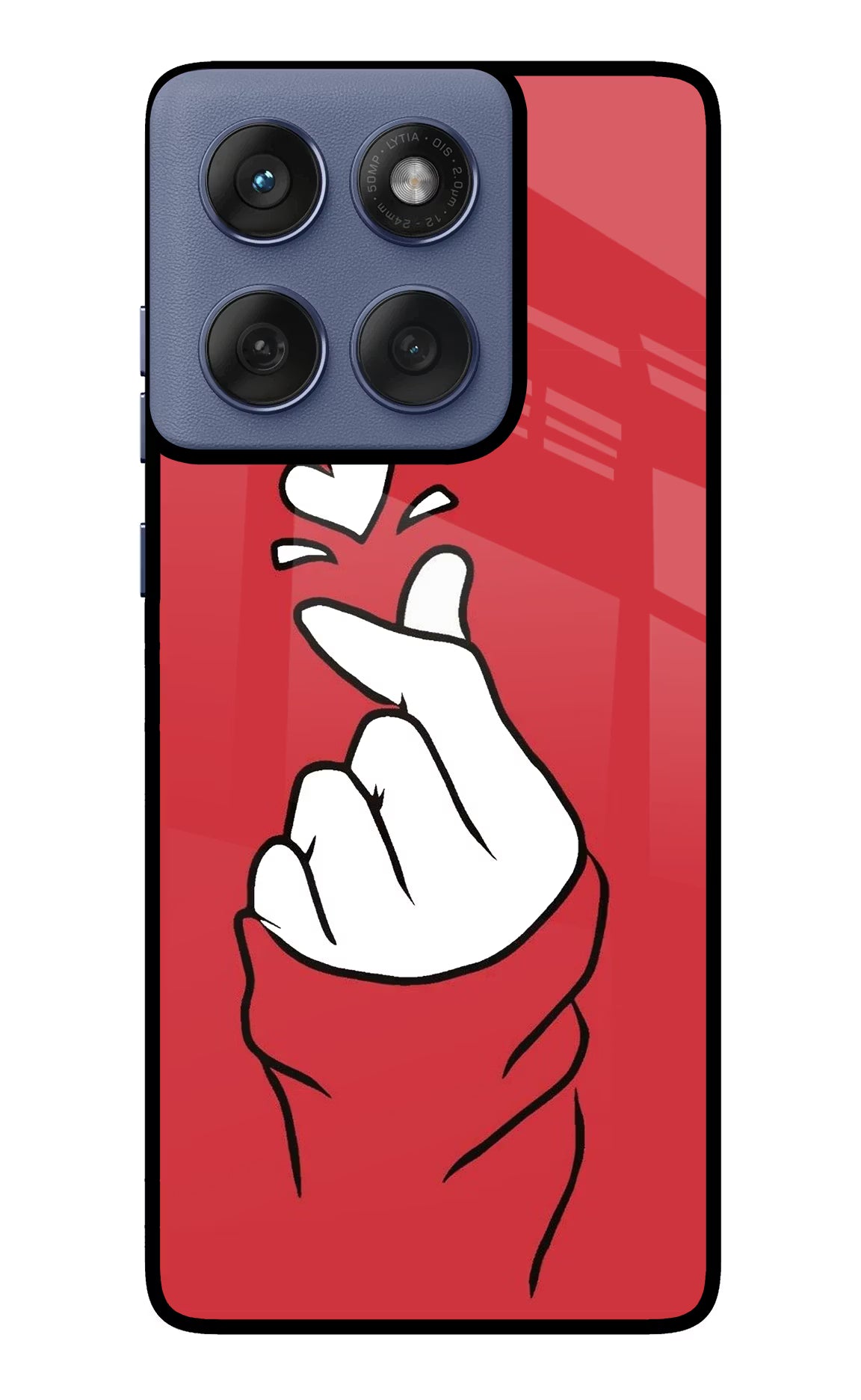 Korean Love Sign Moto Edge 60 Fusion Glass Case Back Cover by Casekaro