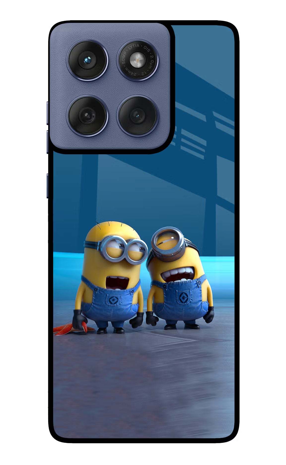 Minion Laughing Moto Edge 60 Fusion Glass Case Back Cover by Casekaro