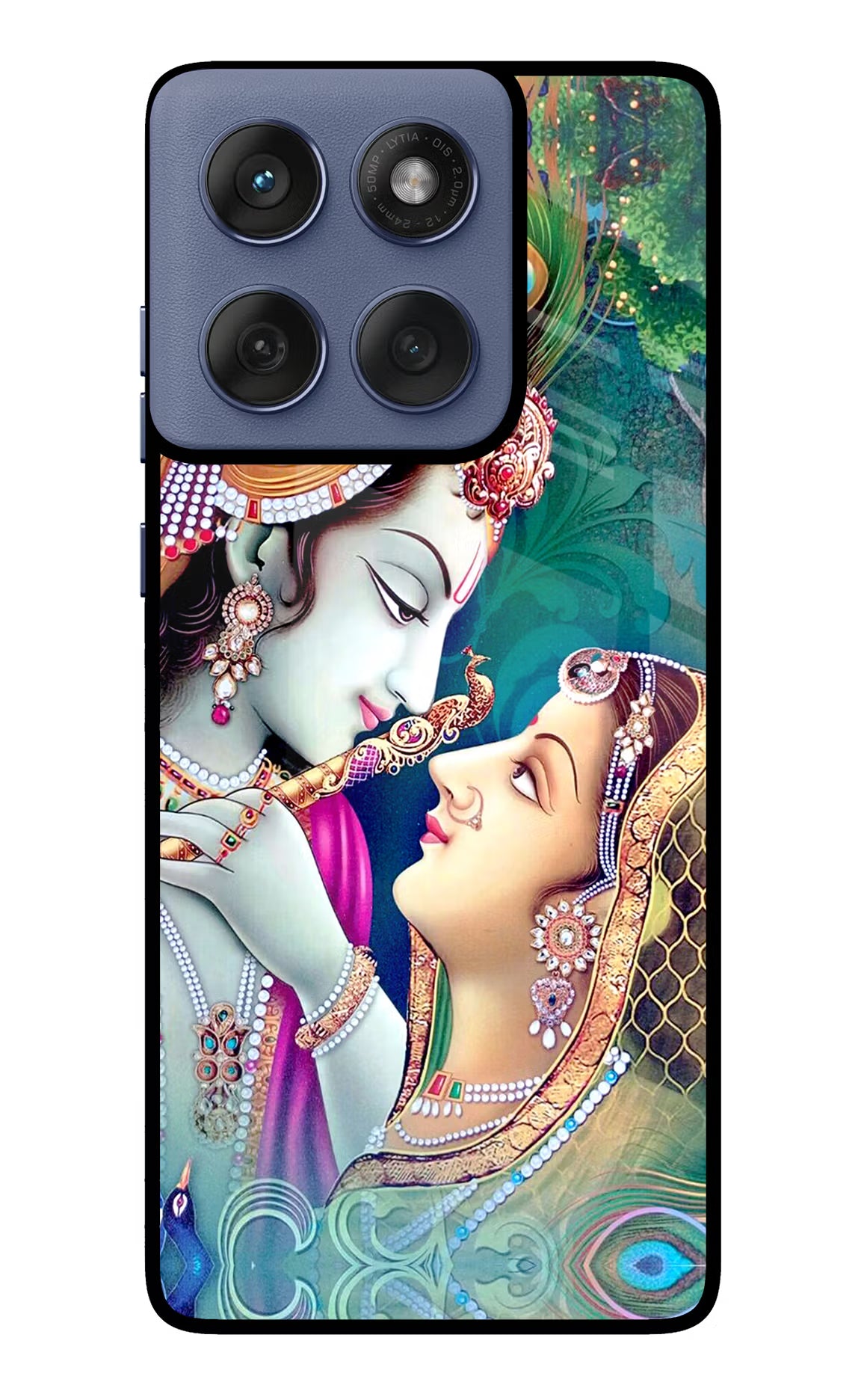 Lord Radha Krishna Moto Edge 60 Fusion Glass Case Back Cover by Casekaro