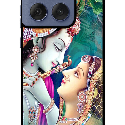 Lord Radha Krishna Moto Edge 60 Fusion Glass Case Back Cover by Casekaro