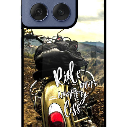 Ride More Worry Less Moto Edge 60 Fusion Glass Case Back Cover by Casekaro