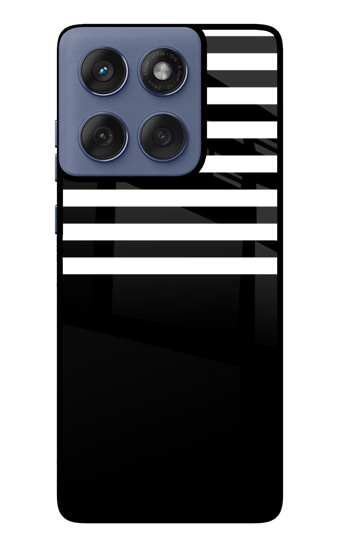 Black and White Print Moto Edge 60 Fusion Glass Case Back Cover by Casekaro