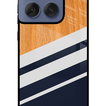 Blue and white wooden Moto Edge 60 Fusion Glass Case Back Cover by Casekaro