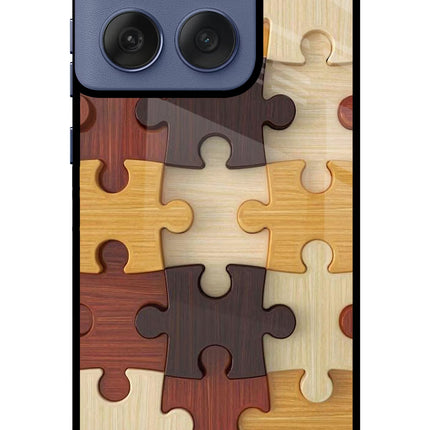 Wooden Puzzle Moto Edge 60 Fusion Glass Case Back Cover by Casekaro