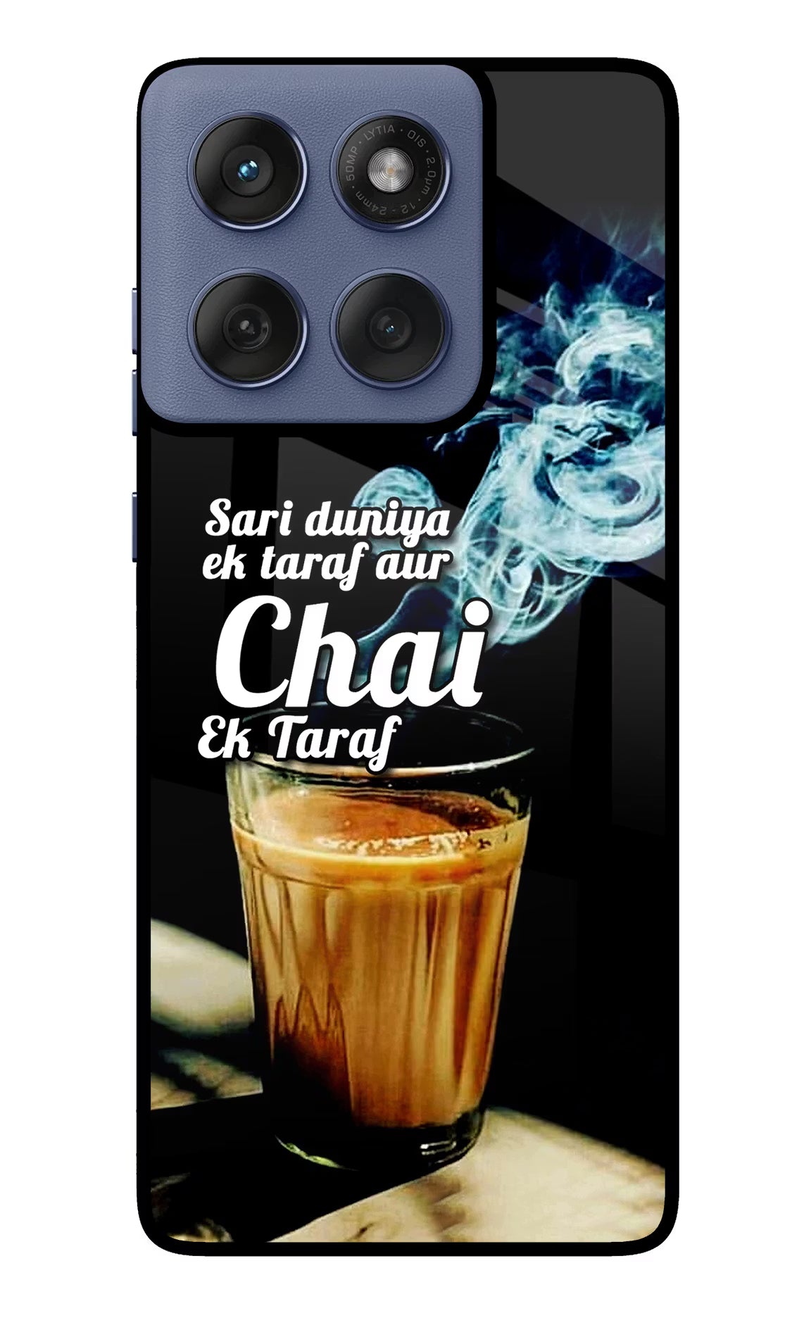 Chai Ek Taraf Quote Moto Edge 60 Fusion Glass Case Back Cover by Casekaro