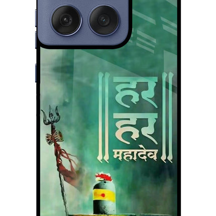 Har Har Mahadev Shivling Moto Edge 60 Fusion Glass Case Back Cover by Casekaro