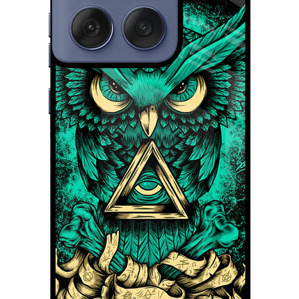 Green Owl Moto Edge 60 Fusion Glass Case Back Cover by Casekaro