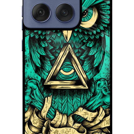 Green Owl Moto Edge 60 Fusion Glass Case Back Cover by Casekaro