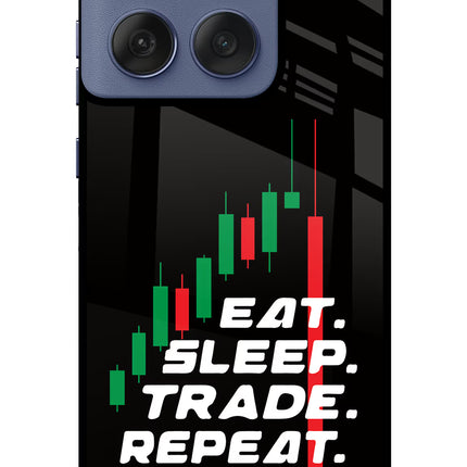 Eat Sleep Trade Repeat Moto Edge 60 Fusion Glass Case Back Cover by Casekaro