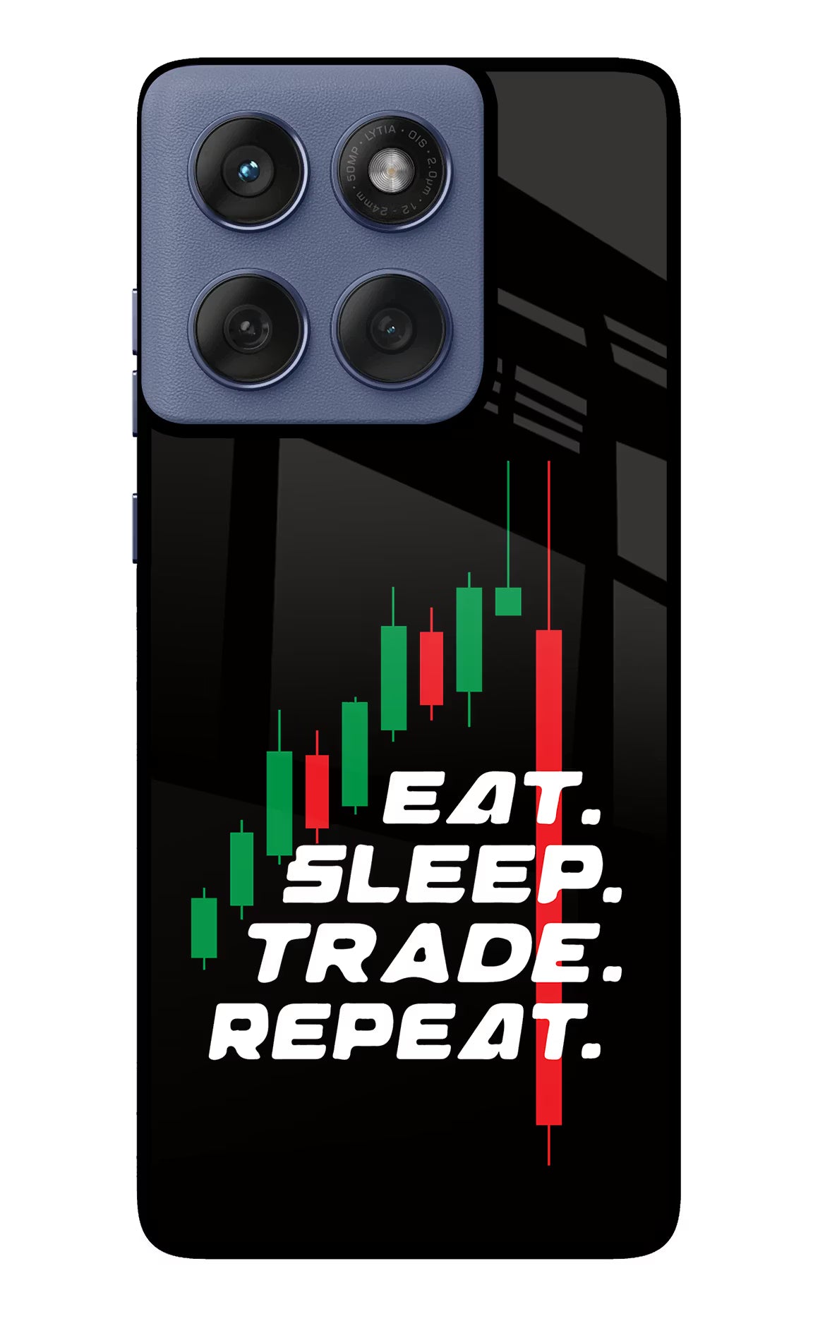 Eat Sleep Trade Repeat Moto Edge 60 Fusion Glass Case Back Cover by Casekaro