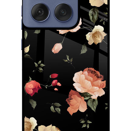 Flowers Moto Edge 60 Fusion Glass Case Back Cover by Casekaro
