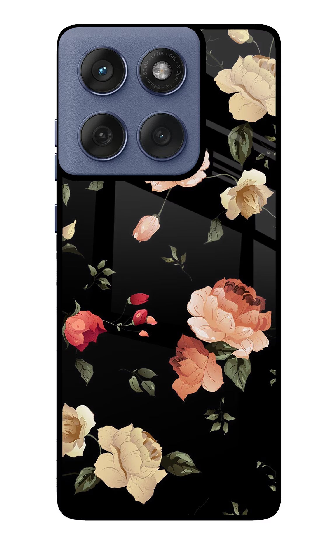 Flowers Moto Edge 60 Fusion Glass Case Back Cover by Casekaro