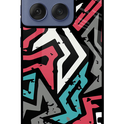 Geometric Graffiti Moto Edge 60 Fusion Glass Case Back Cover by Casekaro