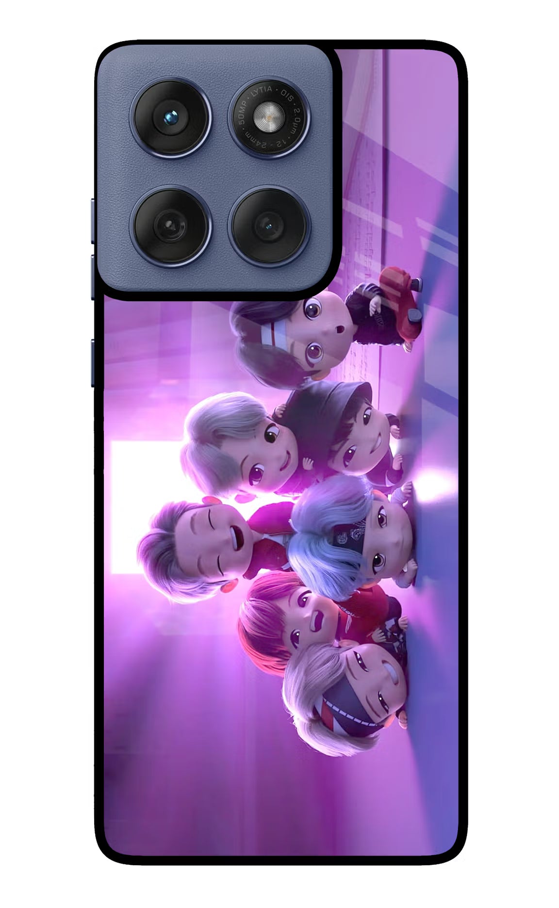 BTS Chibi Moto Edge 60 Fusion Glass Case Back Cover by Casekaro
