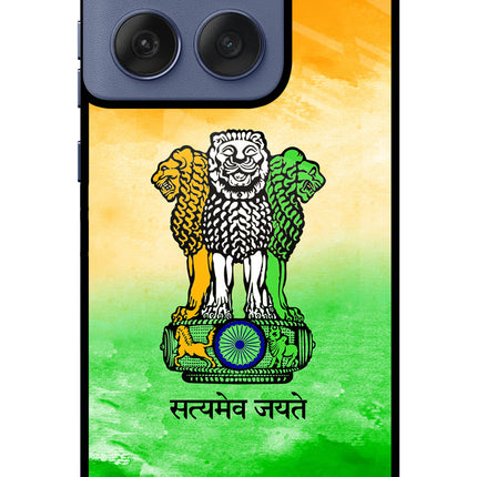Satyamev Jayate Flag Moto Edge 60 Fusion Glass Case Back Cover by Casekaro