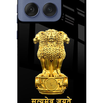 Satyamev Jayate Golden Moto Edge 60 Fusion Glass Case Back Cover by Casekaro