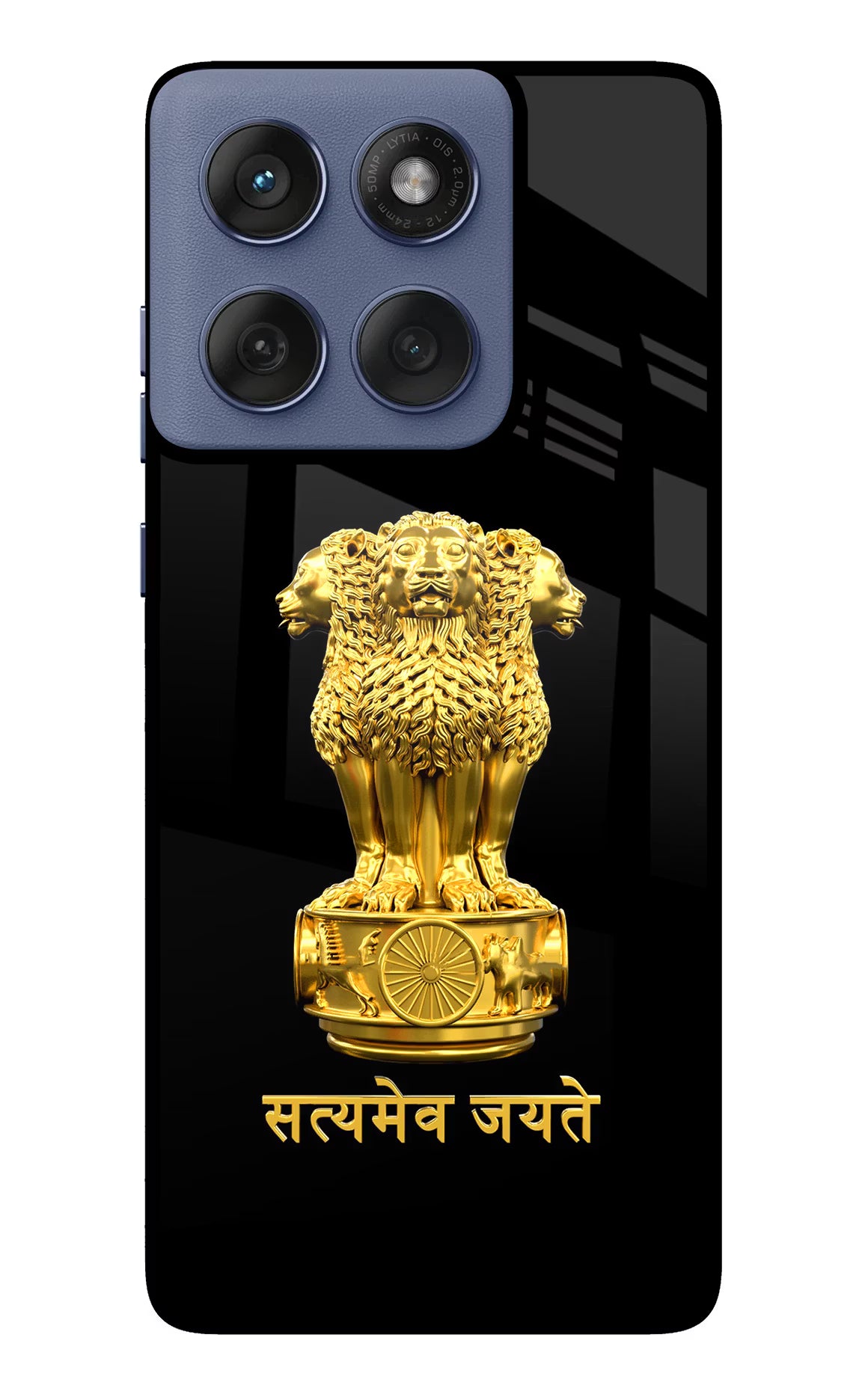 Satyamev Jayate Golden Moto Edge 60 Fusion Glass Case Back Cover by Casekaro