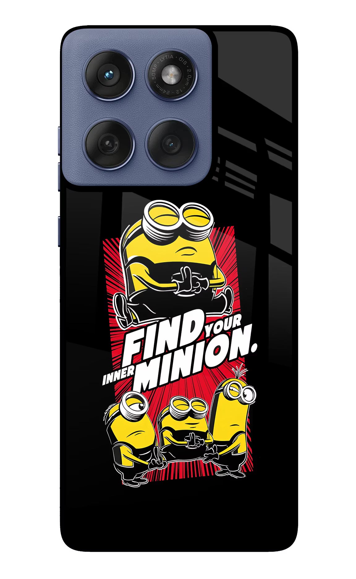 Find your inner Minion Moto Edge 60 Fusion Glass Case Back Cover by Casekaro