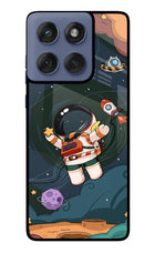 Cartoon Astronaut Moto Edge 60 Fusion Glass Case