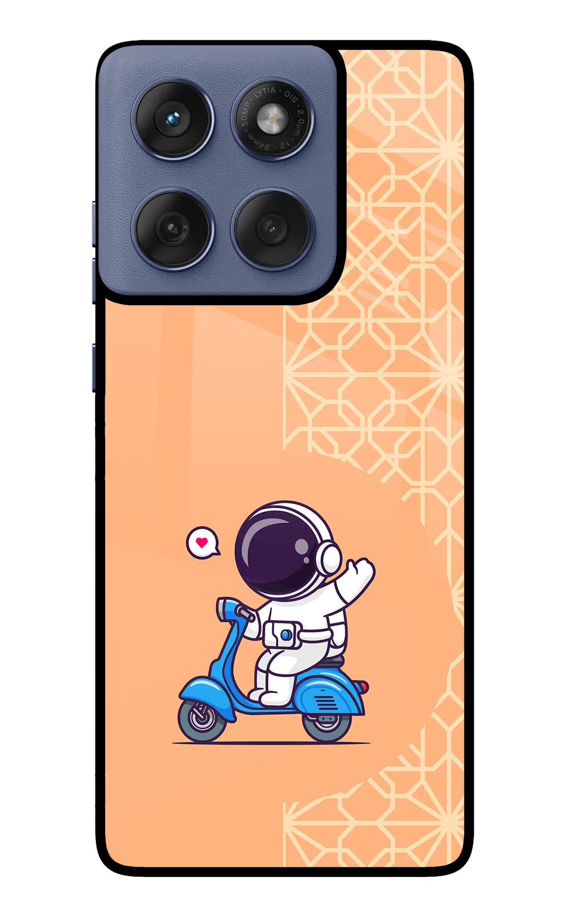 Cute Astronaut Riding Moto Edge 60 Fusion Glass Case Back Cover by Casekaro